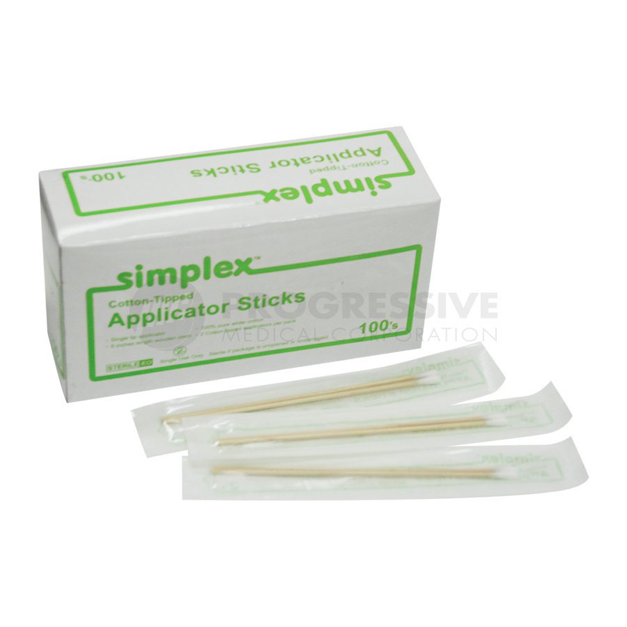 Simplex Cotton Tipped Applicator Sticks (100 s) Progressive Medical