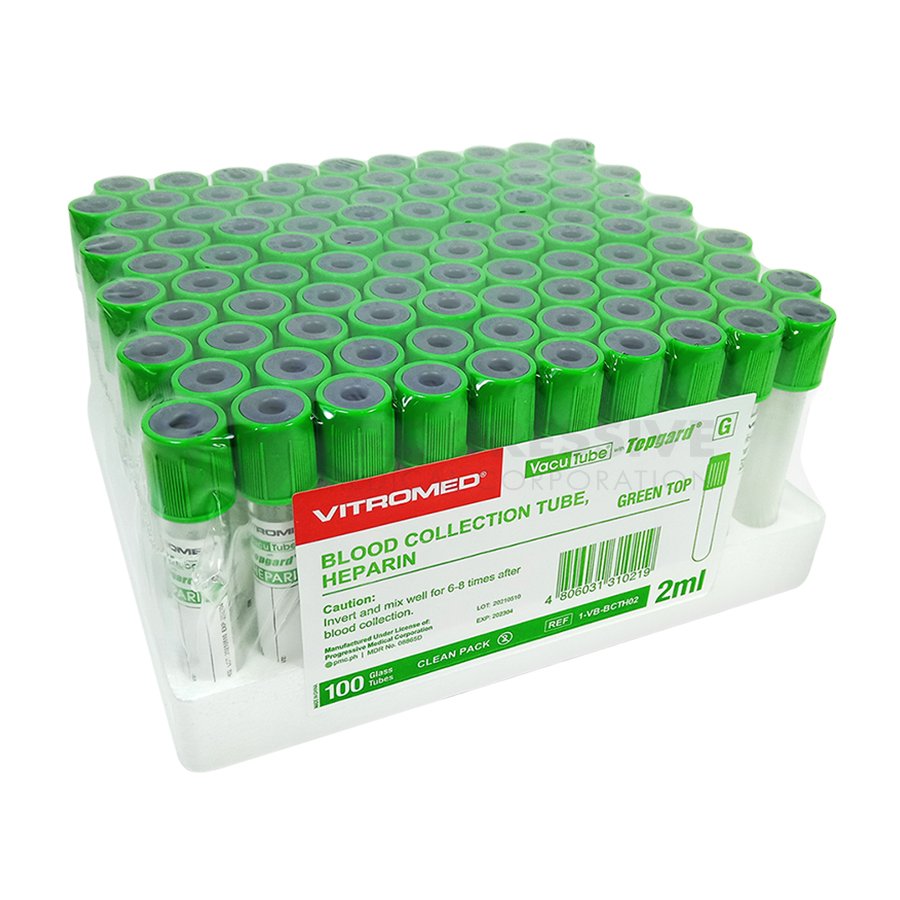 Vitromed Blood Collection Tube Green Heparin 2ml Progressive